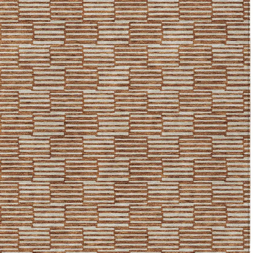 Copper And Beige Geometric Washable Indoor Outdoor Area Rug Photo 6