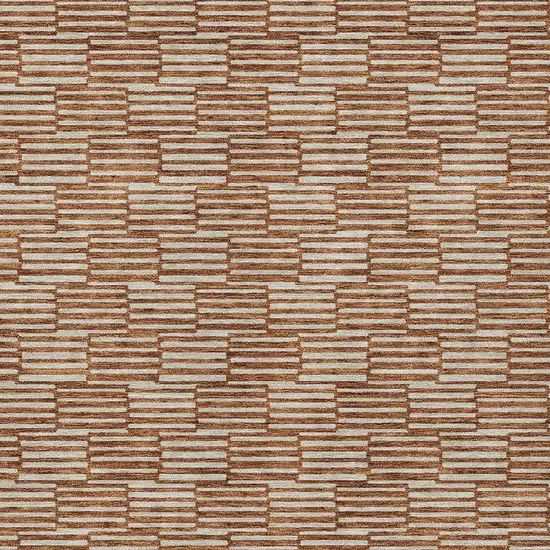 Copper And Beige Geometric Washable Indoor Outdoor Area Rug Photo 6