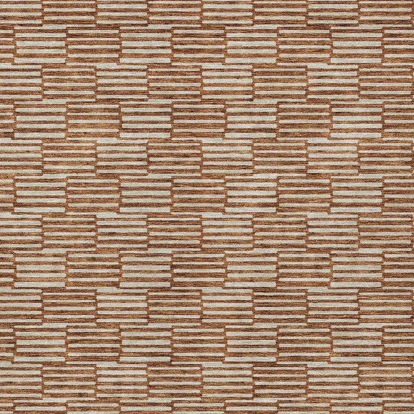 Copper And Beige Geometric Washable Indoor Outdoor Area Rug Photo 6