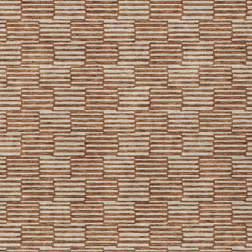 Copper And Beige Geometric Washable Indoor Outdoor Area Rug Photo 6