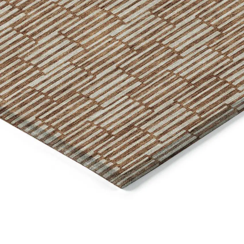 Copper And Beige Geometric Washable Indoor Outdoor Area Rug Photo 5