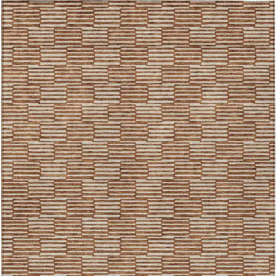Copper And Beige Geometric Washable Indoor Outdoor Area Rug Photo 7