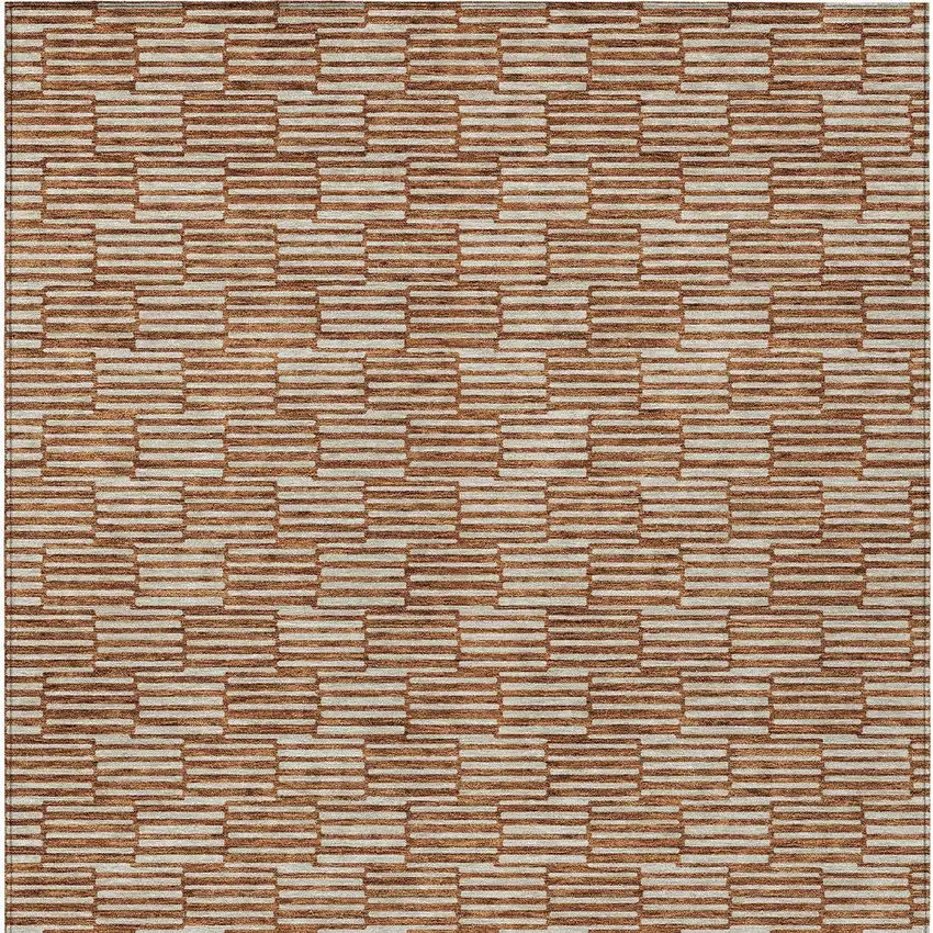 Copper And Beige Geometric Washable Indoor Outdoor Area Rug Photo 7