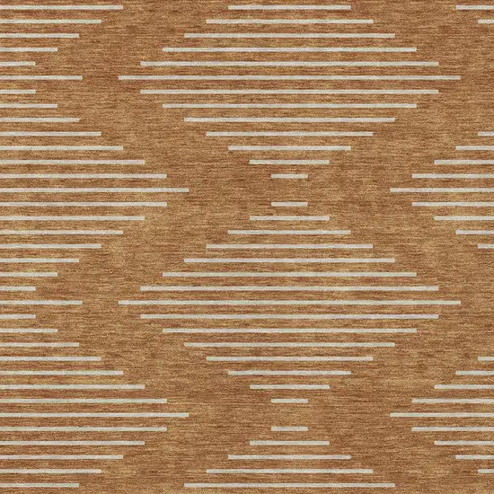 Copper And Beige Geometric Washable Indoor Outdoor Area Rug Photo 5