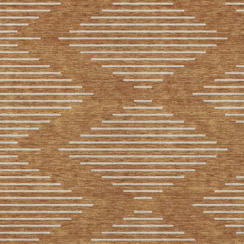 Copper And Beige Geometric Washable Indoor Outdoor Area Rug Photo 5
