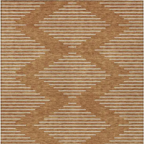 Copper And Beige Geometric Washable Indoor Outdoor Area Rug Photo 6