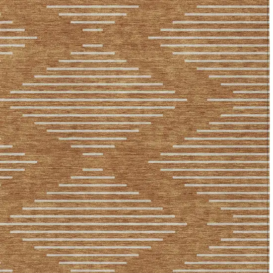 Copper And Beige Geometric Washable Indoor Outdoor Area Rug Photo 5