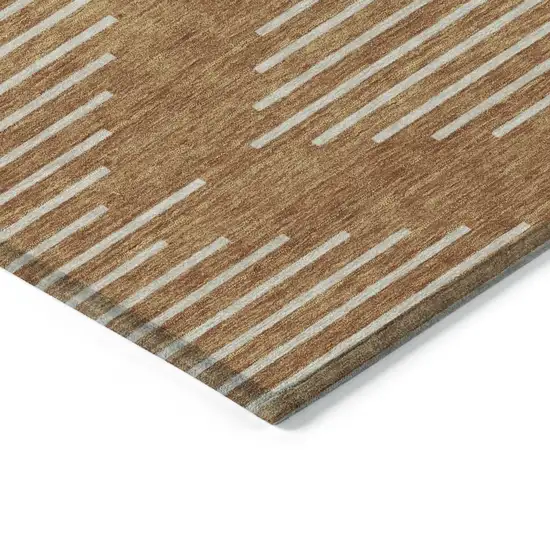 Copper And Beige Geometric Washable Indoor Outdoor Area Rug Photo 4