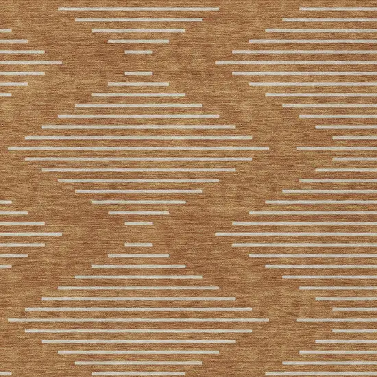Copper And Beige Geometric Washable Indoor Outdoor Area Rug Photo 5