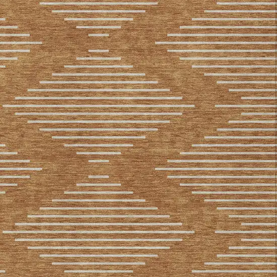 Copper And Beige Geometric Washable Indoor Outdoor Area Rug Photo 5