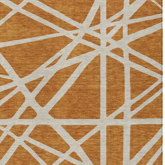 Copper And Beige Geometric Washable Indoor Outdoor Area Rug Photo 6
