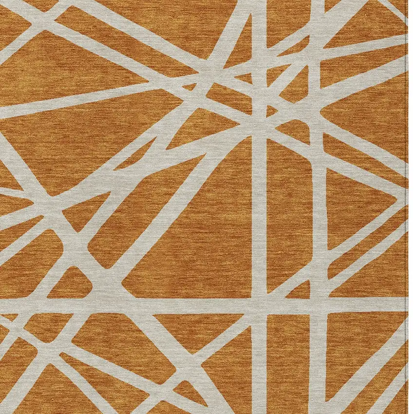 Copper And Beige Geometric Washable Indoor Outdoor Area Rug Photo 6