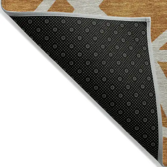 Copper And Beige Geometric Washable Indoor Outdoor Area Rug Photo 5