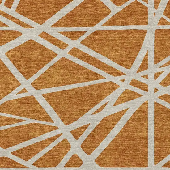 Copper And Beige Geometric Washable Indoor Outdoor Area Rug Photo 6