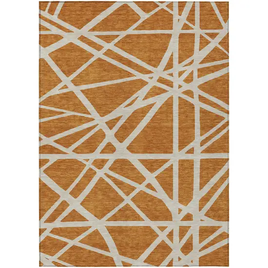 Copper And Beige Geometric Washable Indoor Outdoor Area Rug Photo 2