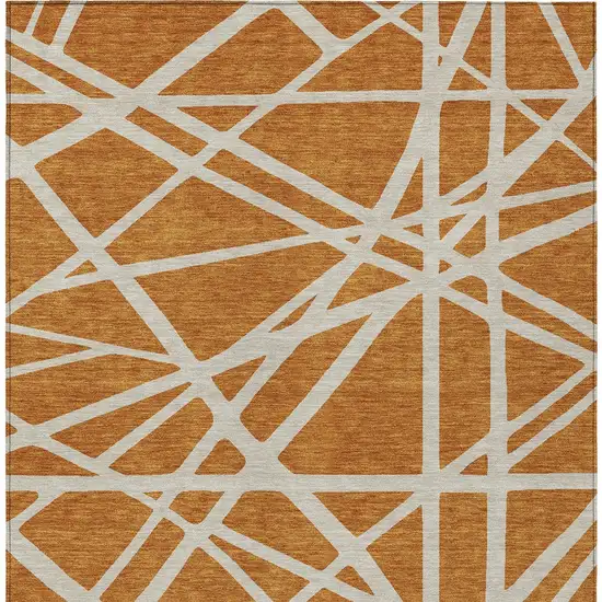 Copper And Beige Geometric Washable Indoor Outdoor Area Rug Photo 7