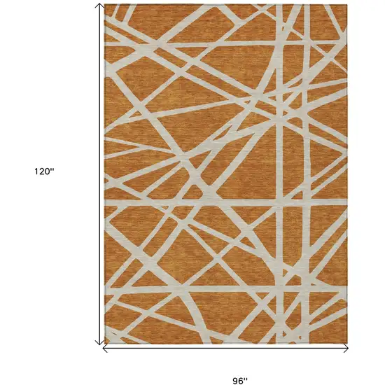 Copper And Beige Geometric Washable Indoor Outdoor Area Rug Photo 3