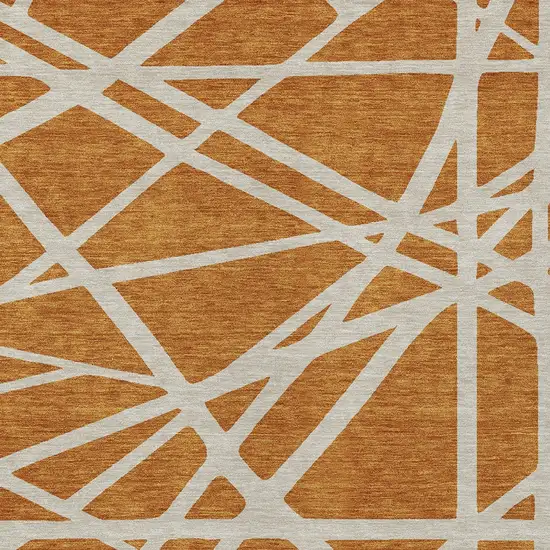 Copper And Beige Geometric Washable Indoor Outdoor Area Rug Photo 6
