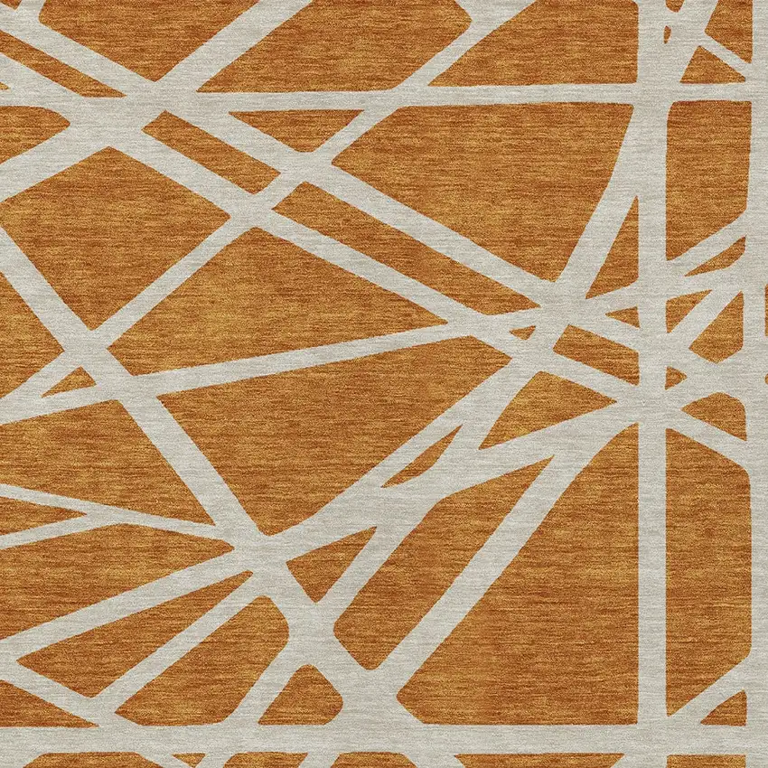 Copper And Beige Geometric Washable Indoor Outdoor Area Rug Photo 6