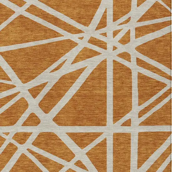 Copper And Beige Geometric Washable Indoor Outdoor Area Rug Photo 6