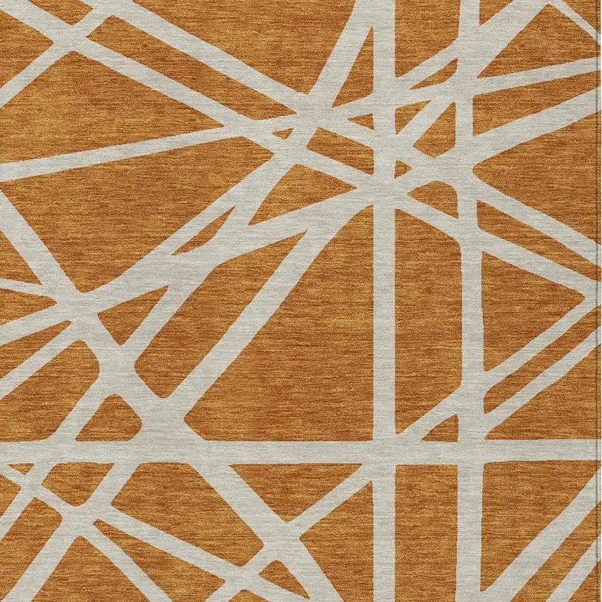Copper And Beige Geometric Washable Indoor Outdoor Area Rug Photo 6