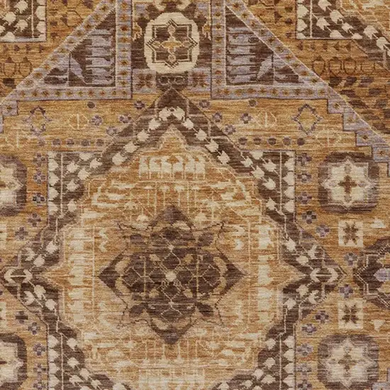 Copper And Beige Geometric Washable Indoor Outdoor Area Rug Photo 4