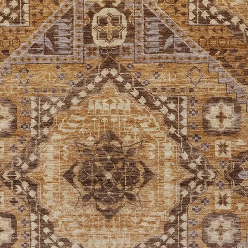 Copper And Beige Geometric Washable Indoor Outdoor Area Rug Photo 4