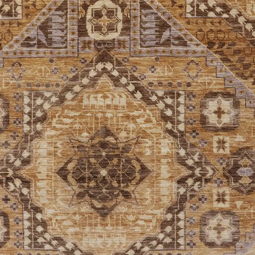 Copper And Beige Geometric Washable Indoor Outdoor Area Rug Photo 4