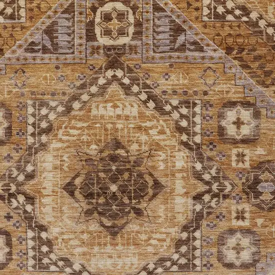 Copper And Beige Geometric Washable Indoor Outdoor Area Rug Photo 3