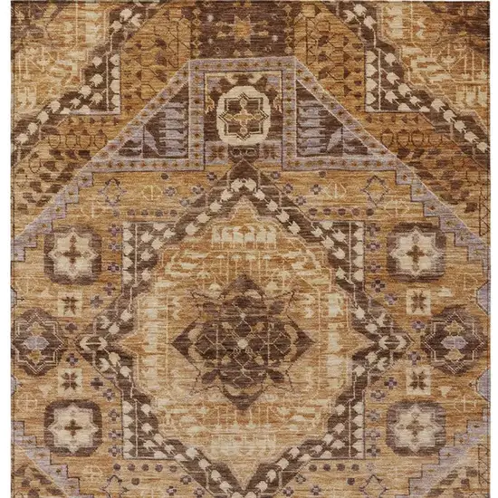 Copper And Beige Geometric Washable Indoor Outdoor Area Rug Photo 4