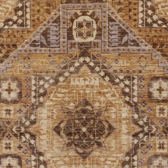 Copper And Beige Geometric Washable Indoor Outdoor Area Rug Photo 3