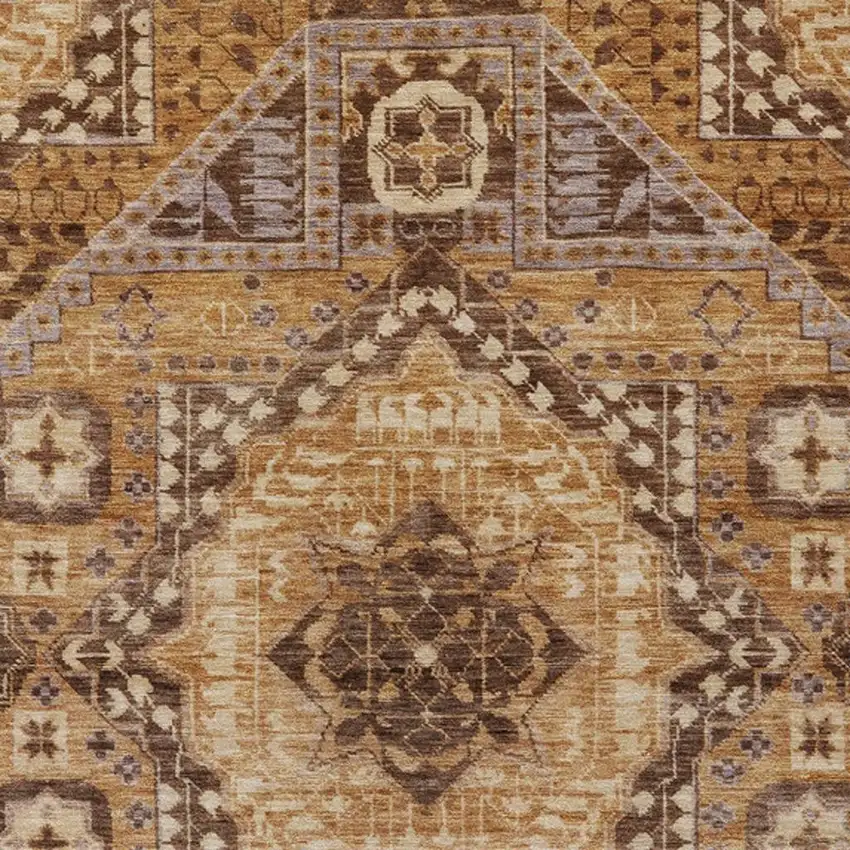 Copper And Beige Geometric Washable Indoor Outdoor Area Rug Photo 3