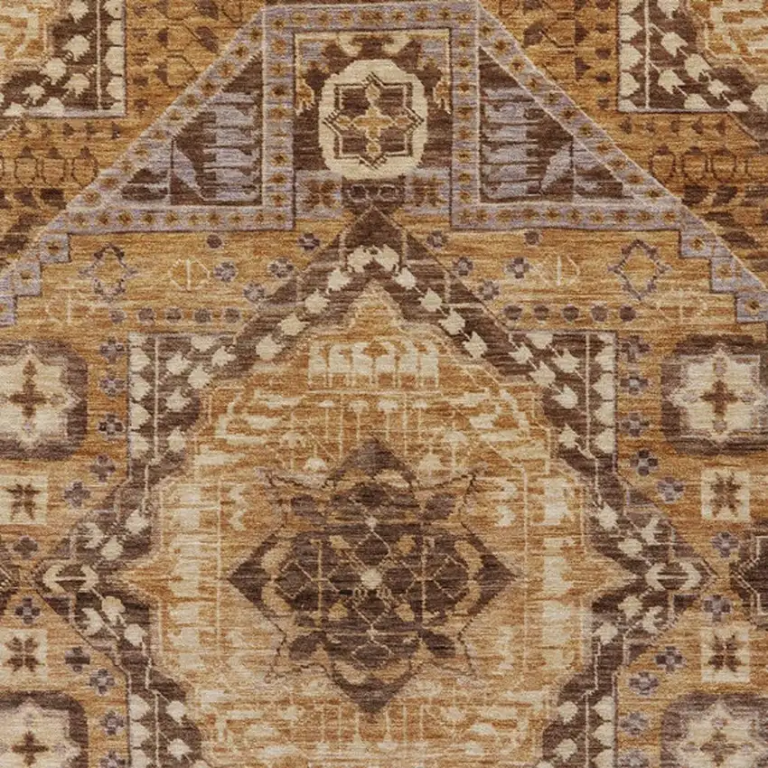 Copper And Beige Geometric Washable Indoor Outdoor Area Rug Photo 4