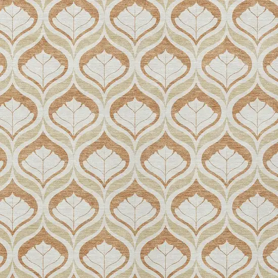 Copper And Beige Geometric Washable Indoor Outdoor Area Rug Photo 2
