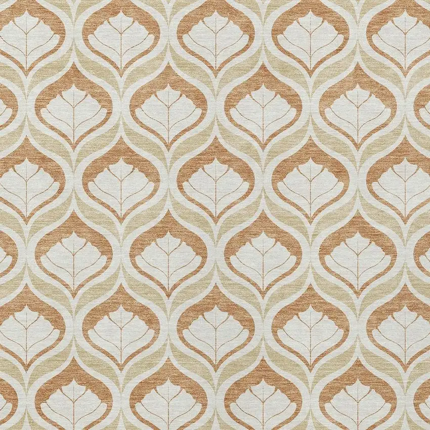 Copper And Beige Geometric Washable Indoor Outdoor Area Rug Photo 2