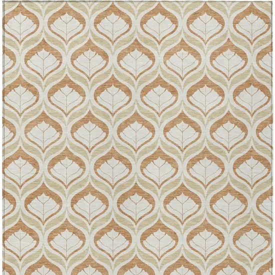 Copper And Beige Geometric Washable Indoor Outdoor Area Rug Photo 3