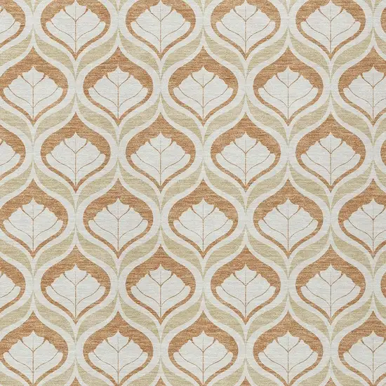 Copper And Beige Geometric Washable Indoor Outdoor Area Rug Photo 2