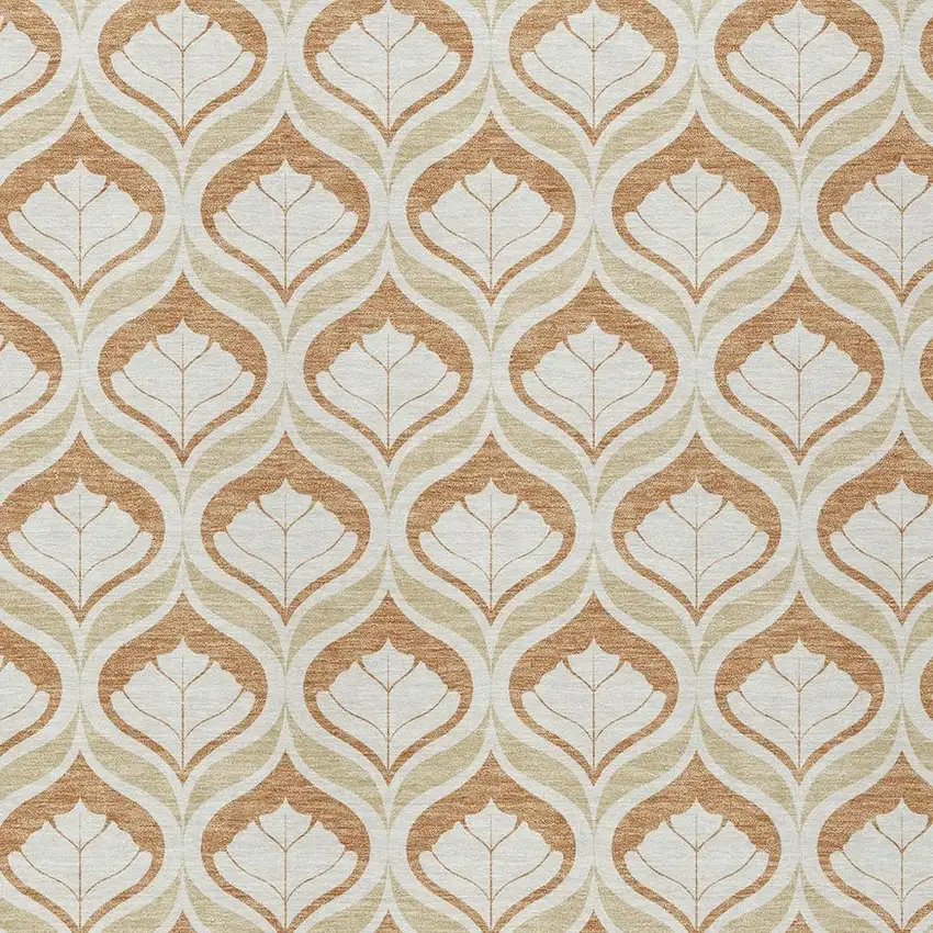 Copper And Beige Geometric Washable Indoor Outdoor Area Rug Photo 2