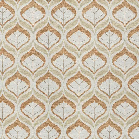 Copper And Beige Geometric Washable Indoor Outdoor Area Rug Photo 2