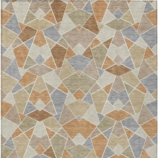 Copper And Beige Geometric Washable Indoor Outdoor Area Rug Photo 3