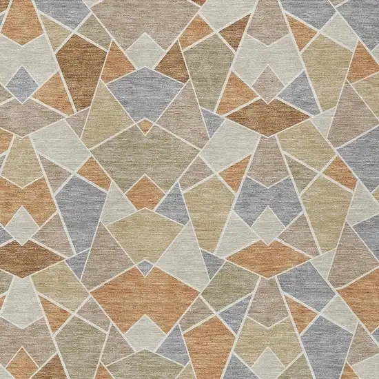 Copper And Beige Geometric Washable Indoor Outdoor Area Rug Photo 2