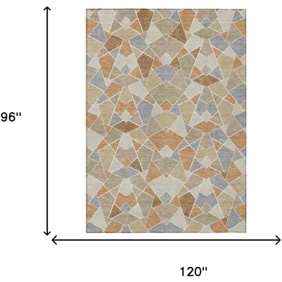 Copper And Beige Geometric Washable Indoor Outdoor Area Rug Photo 6