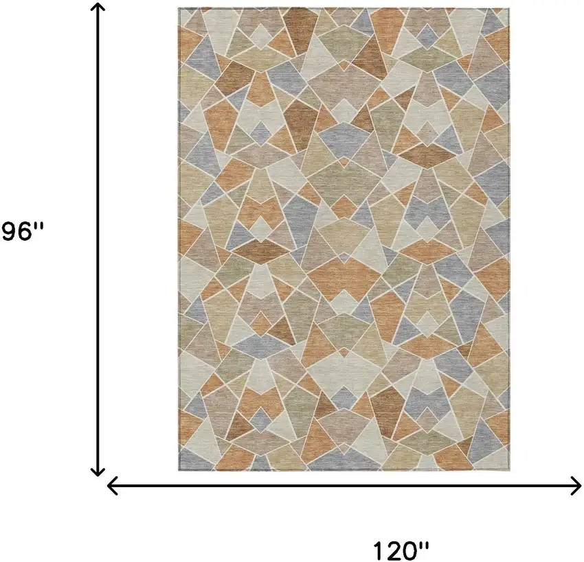 Copper And Beige Geometric Washable Indoor Outdoor Area Rug Photo 6