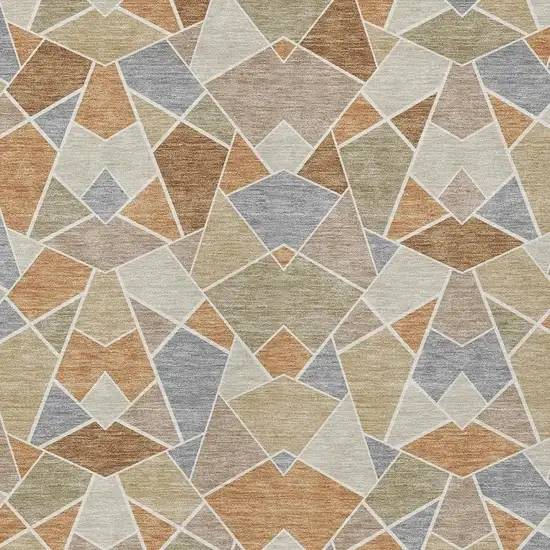Copper And Beige Geometric Washable Indoor Outdoor Area Rug Photo 2