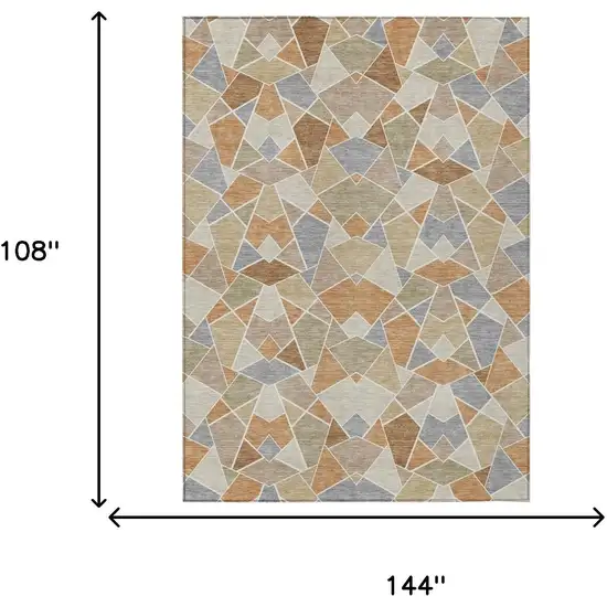 Copper And Beige Geometric Washable Indoor Outdoor Area Rug Photo 6