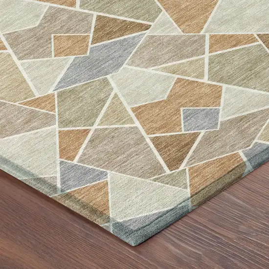 Copper And Beige Geometric Washable Indoor Outdoor Area Rug Photo 8