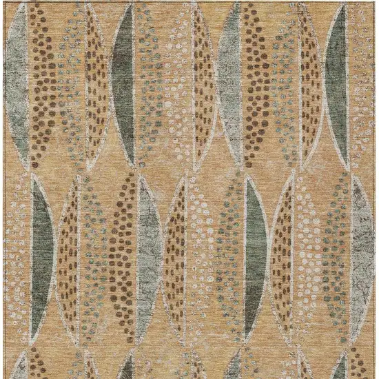 Copper And Beige Geometric Washable Indoor Outdoor Area Rug Photo 4