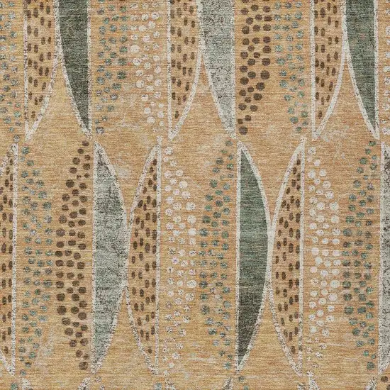 Copper And Beige Geometric Washable Indoor Outdoor Area Rug Photo 3