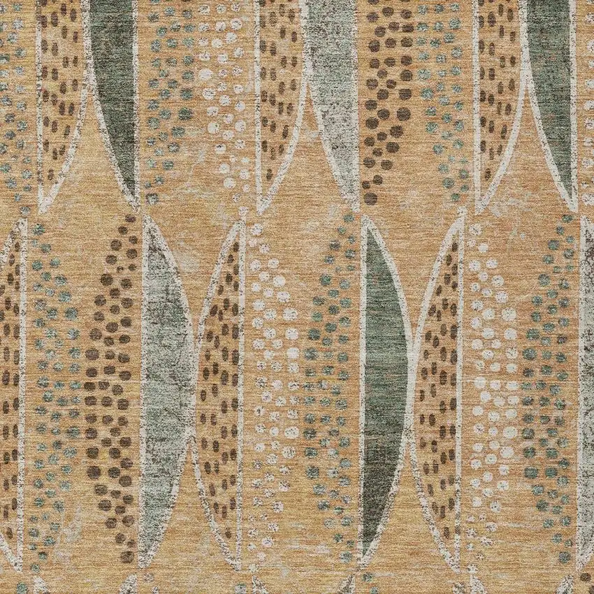 Copper And Beige Geometric Washable Indoor Outdoor Area Rug Photo 3