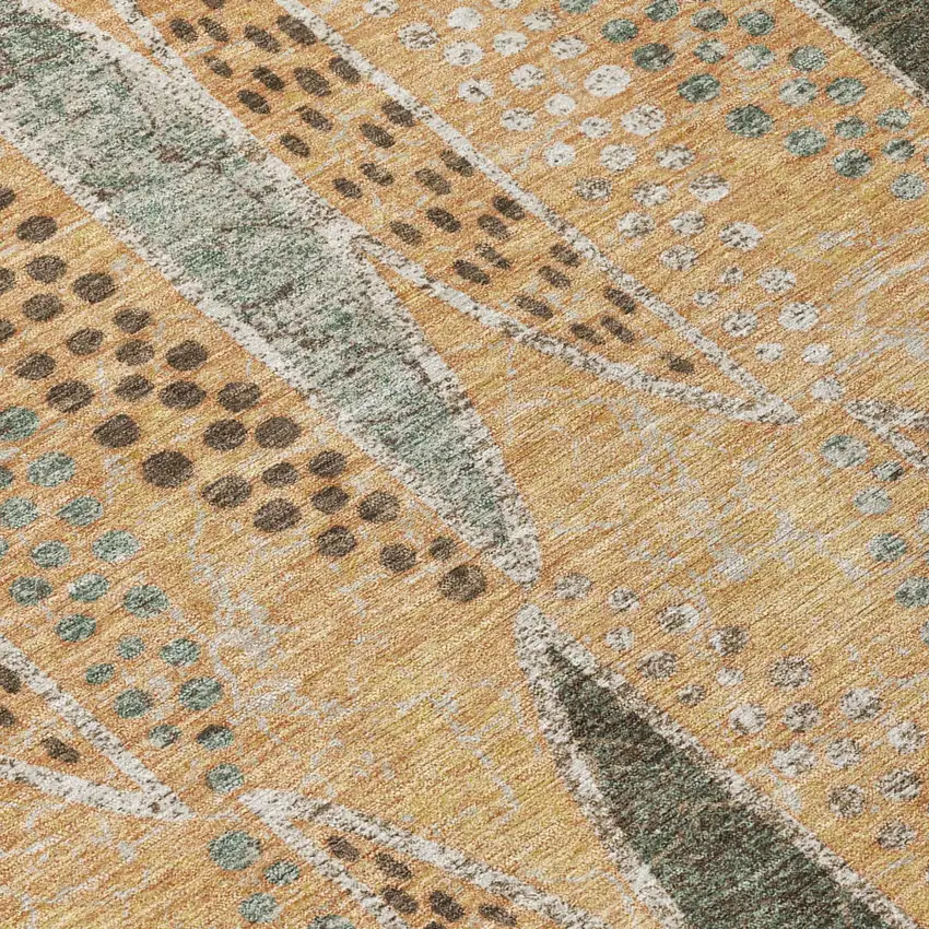 Copper And Beige Geometric Washable Indoor Outdoor Area Rug Photo 6